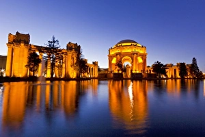 Palace Of Fine Arts Prints: Palace of Fine Arts at dusk in San Francisco, California, USA