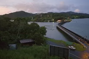 Images Dated 31st July 2005: Panama, Panama Canal, mouth of Chagres river into Panama Canal. bridge to Gamboa