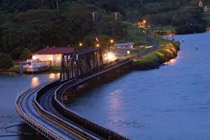 Images Dated 31st July 2005: Panama, Panama Canal, mouth of Chagres river into Panama Canal. bridge to Gamboa