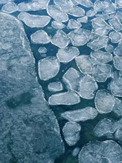 Sea Ice Prints: Pancake ice, process of forming of sea ice