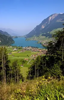 Images Dated 14th October 2020: Panoramic from above mountain of beautiful village of Brunig in Swiss Alps of Switzerland