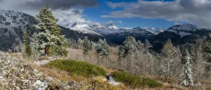Drigg Prints: Panoramic of October snow and Teton Mountains from the west near Jackson hole