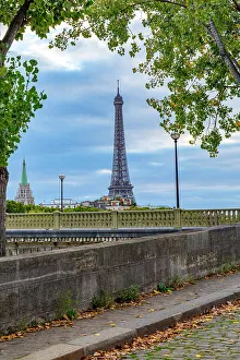 Ile De France Prints: Paris. Eiffel Tower in territorial and street view