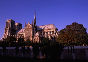 Images Dated 3rd September 2003: Paris, France. The Famous Notre Dame Cathedral at Sunset