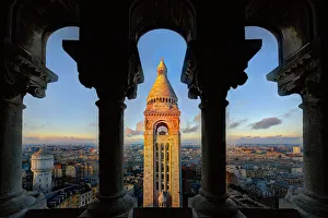 Paris, France, skyline with Eiffel Tower from the screecher dome balcony