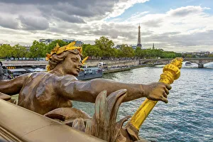 Ile De France Prints: Paris. Nymphes de la Seine statue on Pont Alexandre III