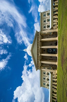 Pillar Prints: Parliament building of Palau on the Island of Babeldoab, Palau, Central Pacific