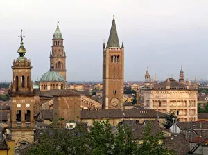 Parma Prints: Parma city center; Battistero church on the right, Duomo on the left