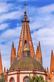 Basilica Prints: Parroquia Archangel church Dome Steeple Aldama Street San Miguel de Allende, Mexico