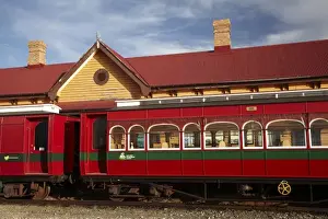 Carriage Prints: Passenger Carriage from West Coast Wilderness Railway at Railway Station, Regatta Point