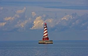Images Dated 9th July 2007: Passing by White Shoal Lighthouse leaving Beaver Island
