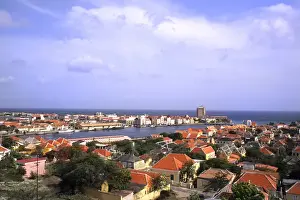 Curacao Prints: Pastel houses called Punda Gables of Handel Skade in downtown Curacao from Queen
