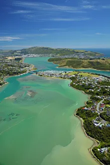 Shoreline Prints: Pauatahanui Inlet, Porirua Harbour, Wellington Region, North Island, New Zealand - aerial