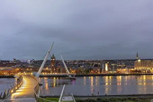 Peace Bridge Prints: The Peace Bridge over the River Foyle in Londonderry, Northern, Ireland