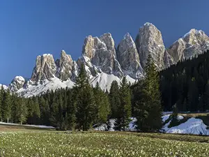 Images Dated 27th April 2012: The peaks of the Geisler mountain range in valley Villnoess after a snow strom in spring