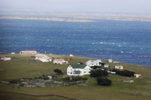 Pebble Island Settlement. Pebble Island, off north coast of West Falkland. Falkland Islands