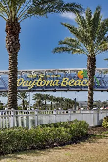 Pedestrian Prints: Pedestrian walkway over International Speedway, Daytona Beach, Florida, USA