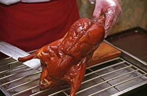 Spirit Prints: Peking Crispy Duck about to be cut up by the waitor and served Beijing, China, Asia