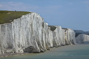 England Prints: People atop Seven Sisters Chalk Cliffs