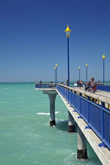 People fishing from New Brighton Pier, Christchurch, Canterbury, South Island, New