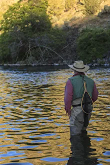 People fly fishing, Lower Deschutes River, Central Oregon, USA (MR)