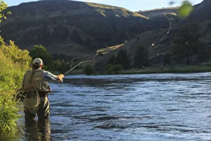 People fly fishing, Lower Deschutes River, Central Oregon, USA (MR)