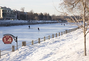 People In The Background Prints: People skating on the frozen canal in winter, Ottawa, Ontario, Canada