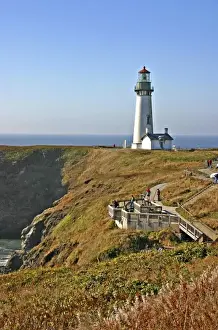 Images Dated 1980: People on viewing Platform at Yaquina Head Lighthouse at Newport Oregon