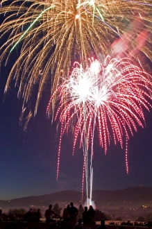 Images Dated 4th July 2007: People watch a Fourth of July fireworks display in Boise, Idaho