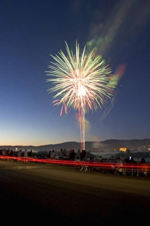 Images Dated 4th July 2007: People watch a Fourth of July fireworks display in Boise, Idaho