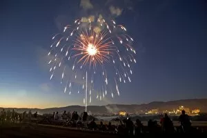Images Dated 4th July 2007: People watch a Fourth of July fireworks display in Boise, Idaho