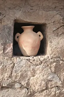 Vase Prints: Peru, Atuncolla. Quechua stone house and ceramic water jar