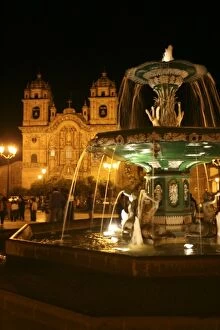 Peru, Cusco. The Plaza de Armas, the central square of colonial Cusco, a UNESCO World Heritage Site
