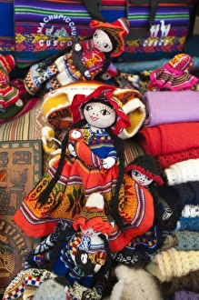 Images Dated 17th October 2009: Peru, Urubamba. Knitted dolls at the arts and craft market