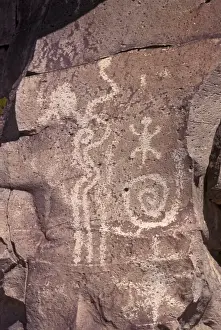 Anasazi Prints: Petroglyphs, probably made by Anasazi, in the Wupatki National Monument near