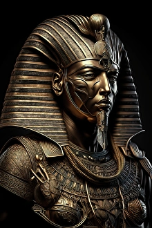 Mask Prints: Pharoah wearing ancient Egyptian mask and headdress