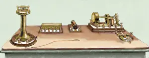Communication Prints: Phonoplex telegraph invented by Thomas Alva Edison (1847-1931). Engraving