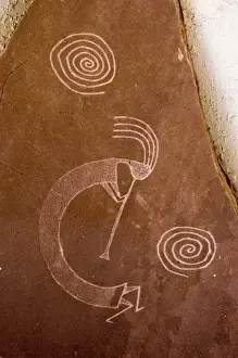 Region Prints: Pictograph of the legendary figure called Kokopeli who brought the wooden flute