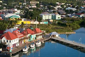 Antigua Prints: A pier leads to the city of St. Johns, capital of Antigua in the British Leeward