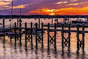 Yacht Prints: Pier, Padanaram Inner Harbor, Dartmouth, Massachusetts