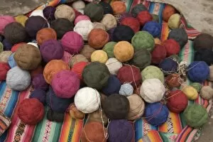 Pile of balls of yarn for weaving, Chinchero, Department of Cuzco, Peru