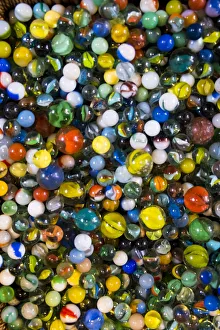 Glass Prints: Pile of glass marbles, Williamsburg, Brooklyn, New York, USA
