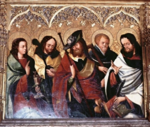 Middle Age Prints: Pilgrim James. Detail of the altarpiece. Late fifteenth century. Maranon. Navarre