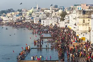 Pushkar Prints: Pilgrims at the annual Hindu pilgrimage to holy Pushkar Lake, Pushkar, Rajasthan State