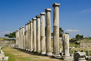 Important Prints: Pillars, Asclepion (Sanctuary of Asclepius) of Pergamon (Pergamum / Bergama) Western