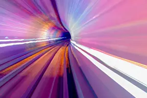Shanghai Prints: Pink Blue Rail Abstract Underground Railway Pudong Bund Shanghai China Shanghai China