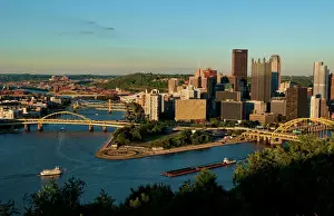 Skyline Prints: Pittsburgh Pennsylvania and the Three Rivers taken from Mt Washington showqing skyline
