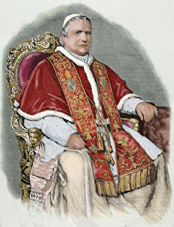 Pontiff Prints: Pius IX (1792-1878). Italian pope, named Giovanni Maria Mastai-Ferretti. Elected in 1846