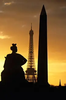 Metropolis Prints: Place de la Concorde; Eiffel Tower; Obelisk; Paris; France