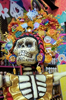 Images Dated 18th December 2024: Playa del Carmen, Mexico. Large Dia de Los Muertos skeletons